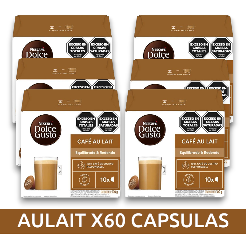 Cafe Aulait - 6 Cajas x10 Capsulas Dolce Gusto