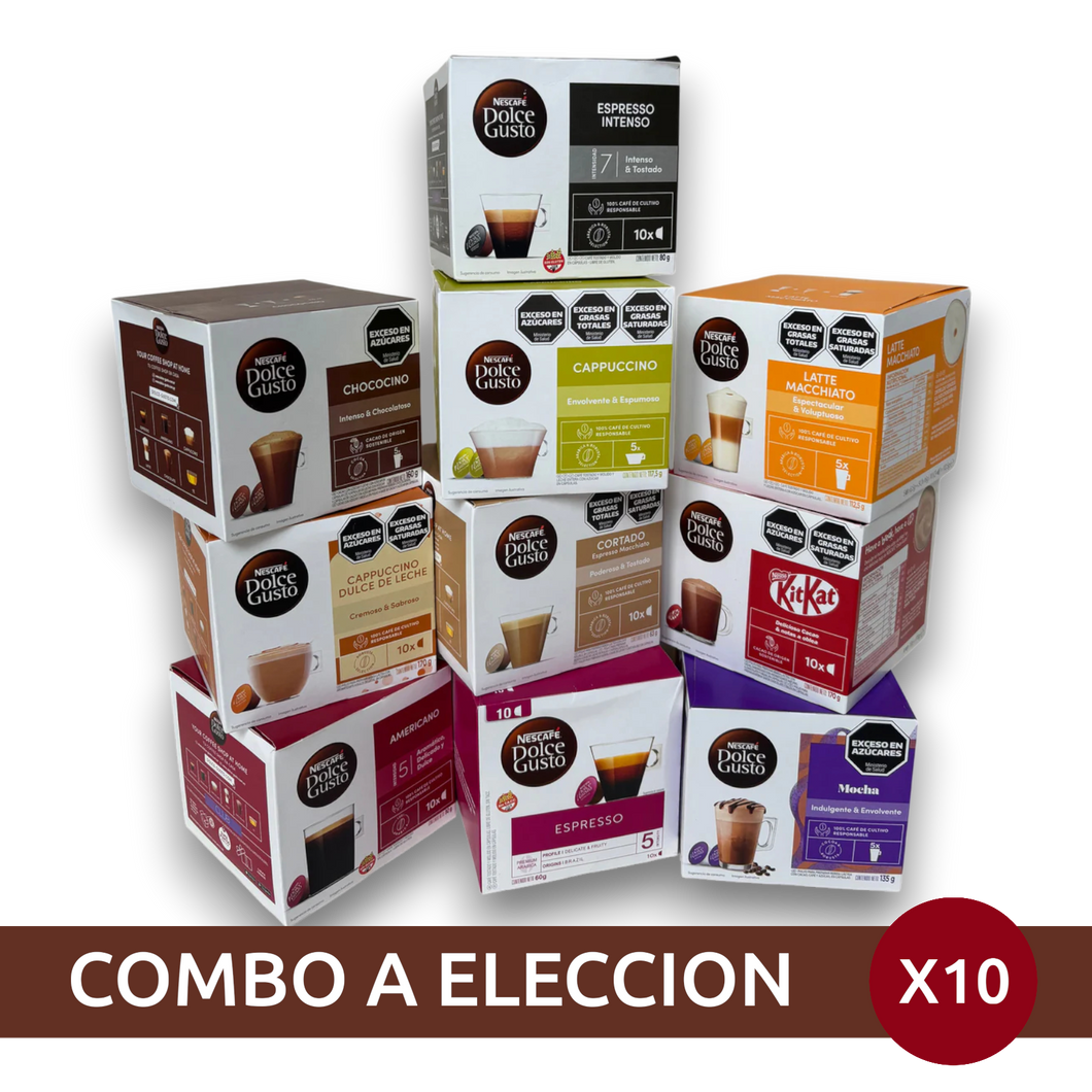 Combo x10 Cajas x10 Capsulas Dolce Gusto a Elección!