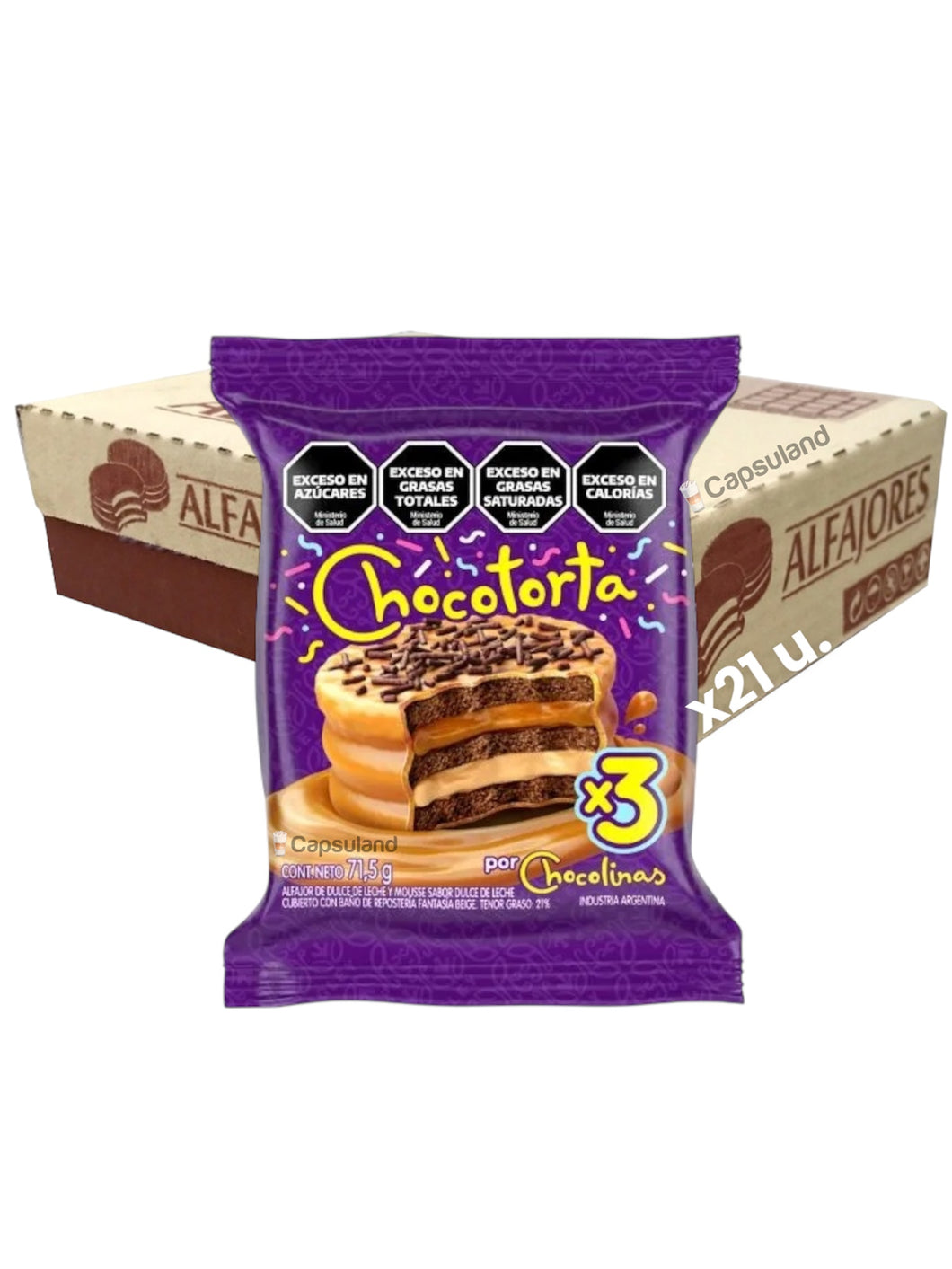 Caja x21 Alfajores Chocotorta Triple - Chocolinas y Dulce de Leche!
