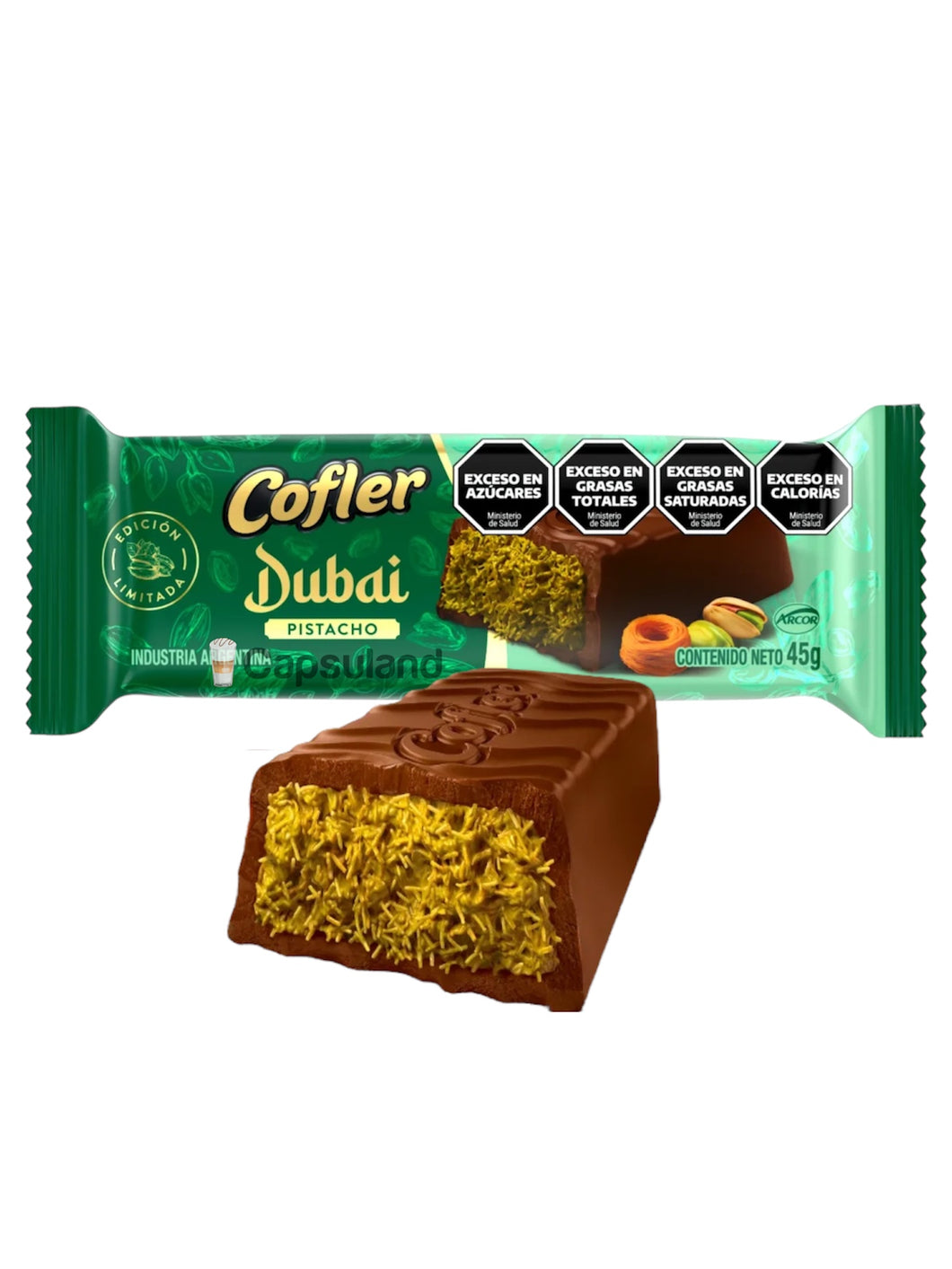 NUEVO! Chocolate Dubai Cofler - Pistacho y Kadaif 45g Arcor