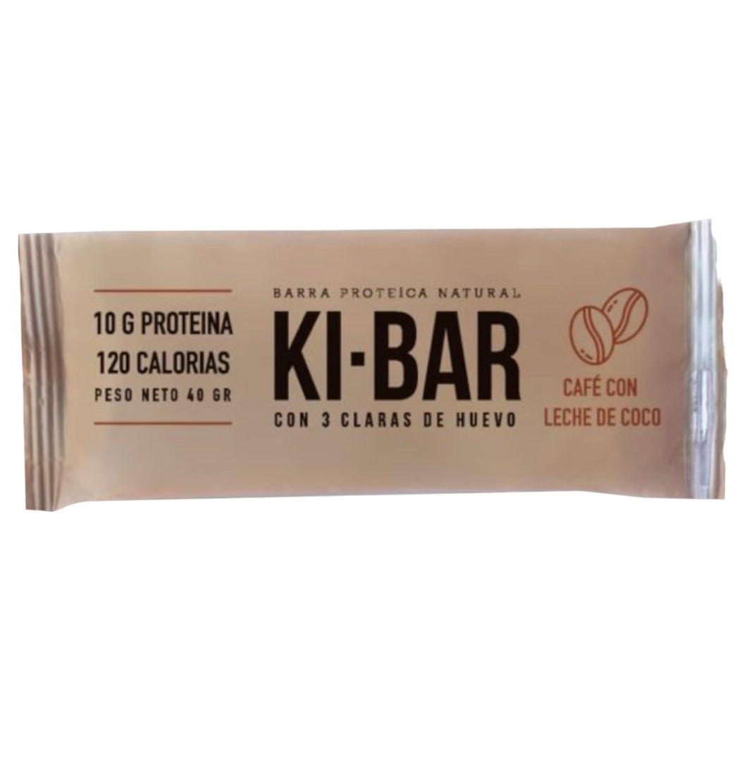 10 Ki Bar Barrita Proteica - Cafe y Leche de Coco + 3 Claras Sin Tacc