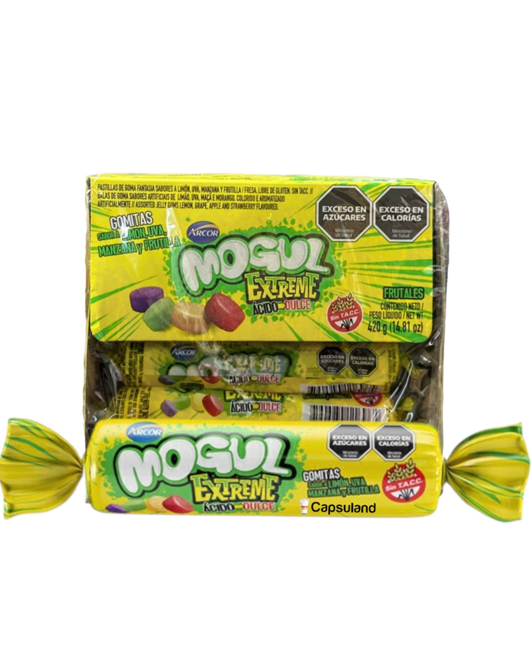 Caja x12 Gomitas Mogul Rollo Extreme Frutales Acidas - Sin Tacc Arcor