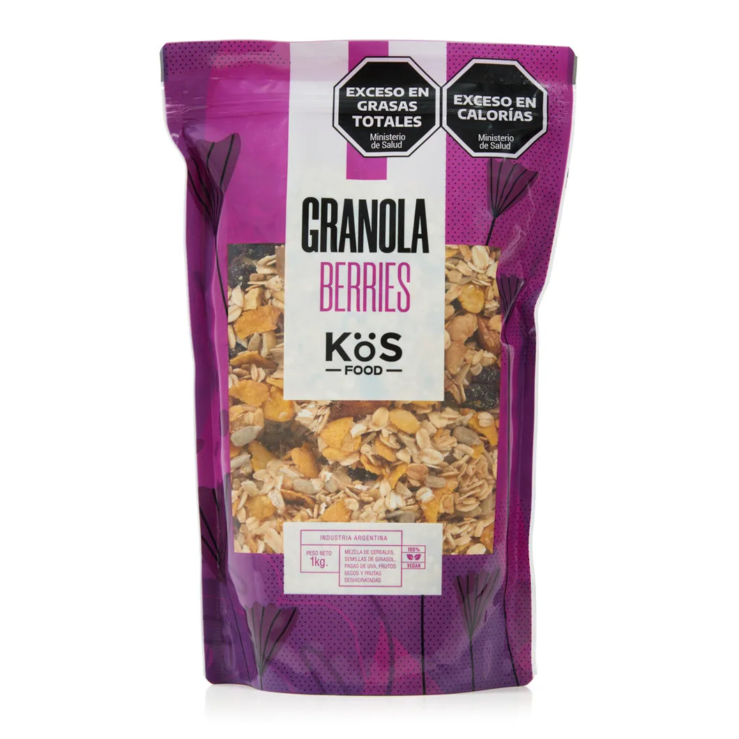 Granola Kos Berries 1kg Avena Almendras Nuez Pasas Arandanos