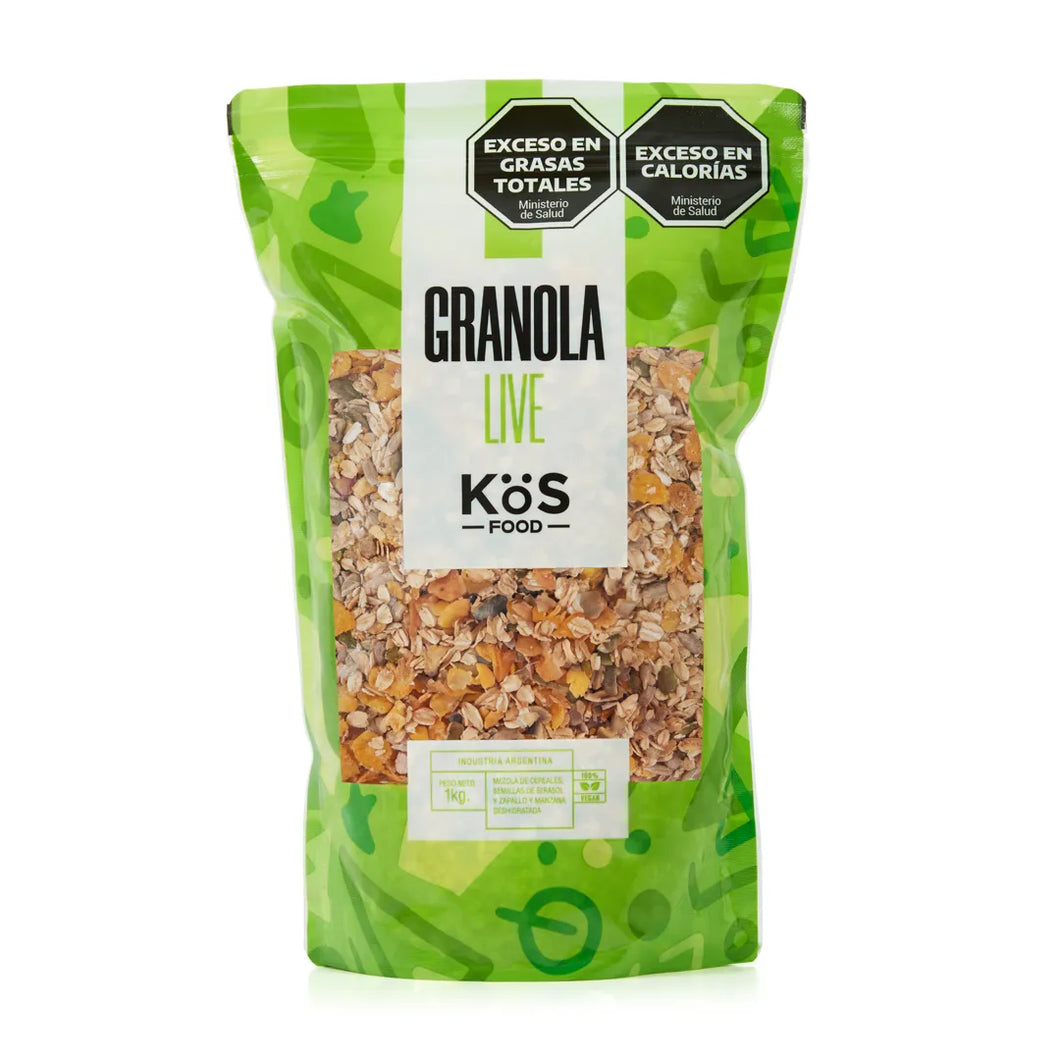 Granola Kos Live 400g Avena Girasol Manzana Semillas Zapallo