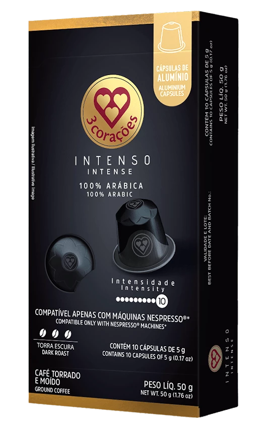 Caja x10 Capsulas Cafe 3 Corazones Brasil Intenso Nespresso