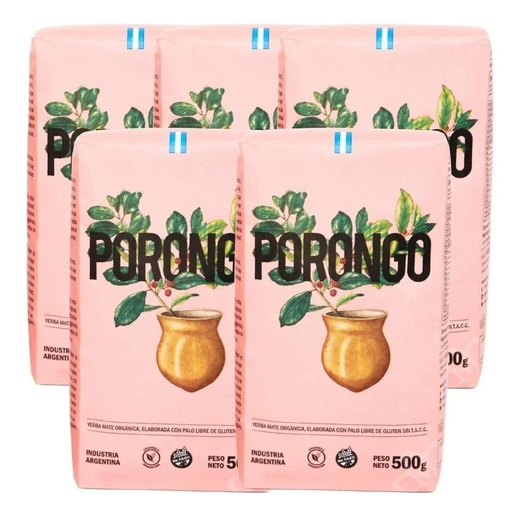 Pack x5 Yerba Mate Porongo 500g Organica Premium Sin Tacc