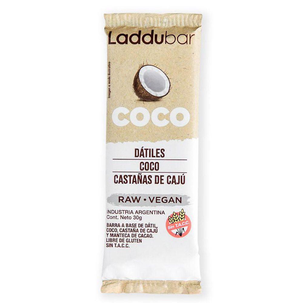 12 Barritas Laddubar Coco & Caju 30g. Veganas SIN tacc-Capsulandia-1