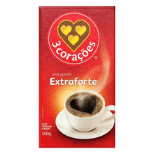 Cargar imagen en el visor de la galería, Cafe molido 3 Corazones Extra Forte 500g Tostado Sin Azucar - Brasil
