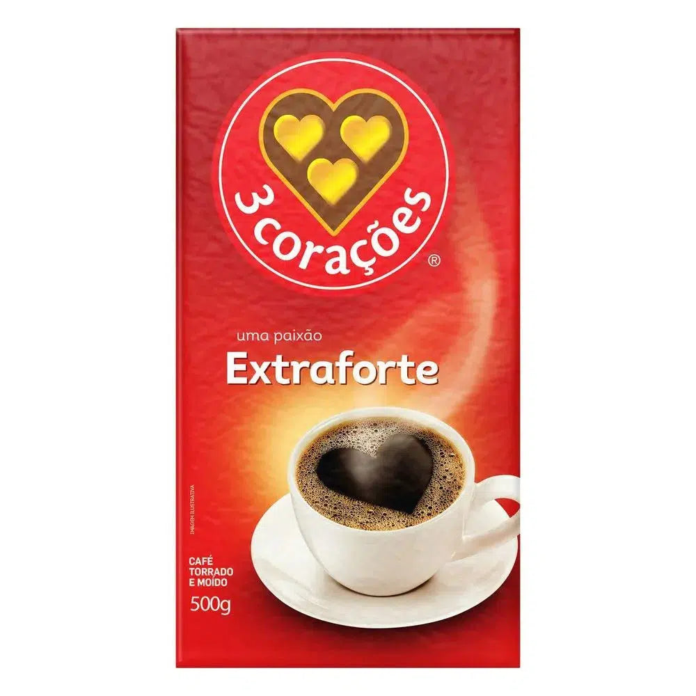 Cafe molido 3 Corazones Extra Forte 500g Tostado Sin Azucar - Brasil