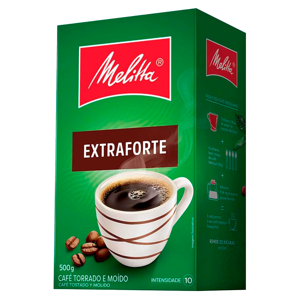 Cafe molido Melitta Extra Forte 500g Tostado Sin Azucar - Brasil