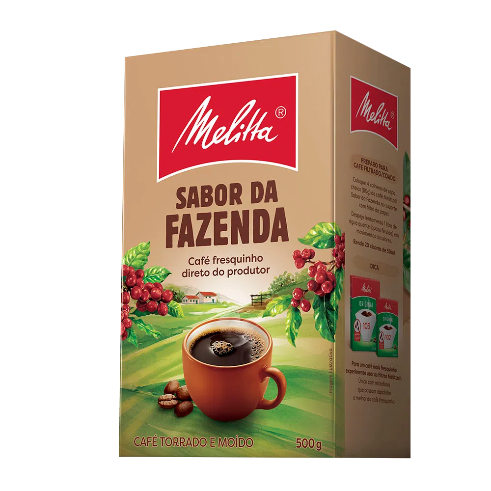 Cafe molido Melitta Fazenda Finca Premium 500g Tostado Sin Azucar - Brasil