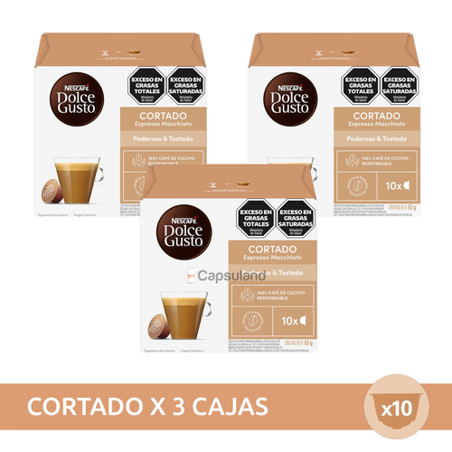 Pack x30 cápsulas Dolce Gusto - Cortado-Capsulandia