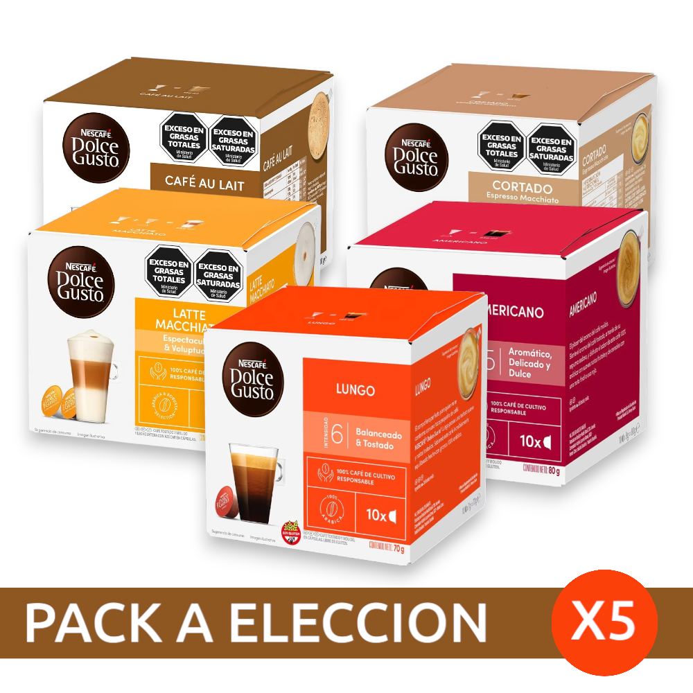 Combo x5 Cajas x10 Capsulas Dolce Gusto - A elección
