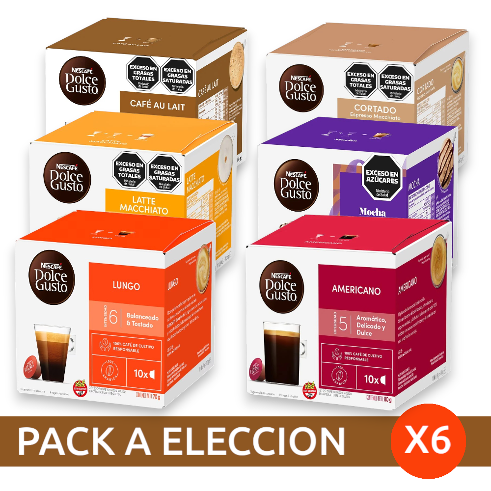 PROMO! 6 Cajas x10 Capsulas Dolce Gusto - Sabores a elección-Capsulandia